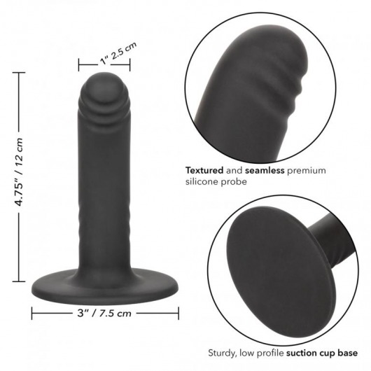 Черный анальный стимулятор 4.75” Ridged Probe - 12 см. - California Exotic Novelties - купить с доставкой во Владивостоке