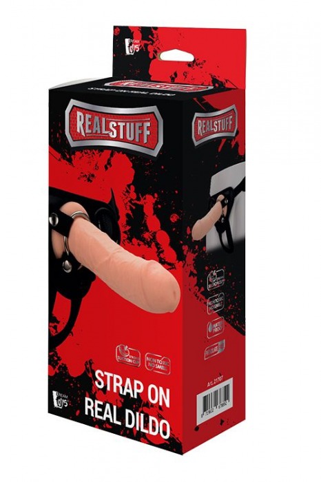 Черные трусики с телесной насадкой STRAP ON REAL DILDO - 21 см. - Dream Toys - купить с доставкой во Владивостоке