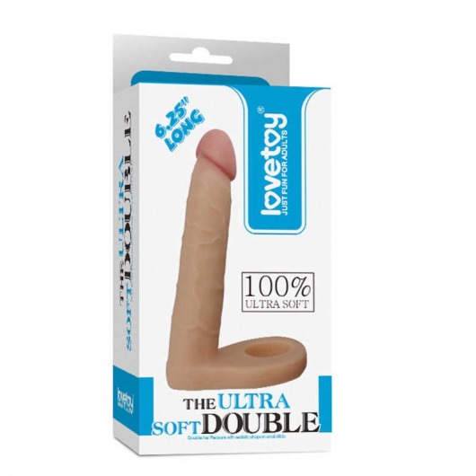 Телесная насадка для двойного проникновения The Ultra Soft Double 6.25 - 15,8 см. - Lovetoy - купить с доставкой во Владивостоке