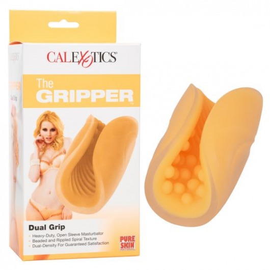 Оранжевый рельефный мастурбатор Dual Grip - California Exotic Novelties - во Владивостоке купить с доставкой