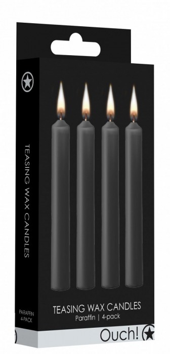 Набор из 4 черных восковых свечей Teasing Wax Candles - Shots Media BV - купить с доставкой во Владивостоке