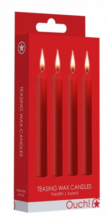 Набор из 4 красных восковых свечей Teasing Wax Candles - Shots Media BV - купить с доставкой во Владивостоке