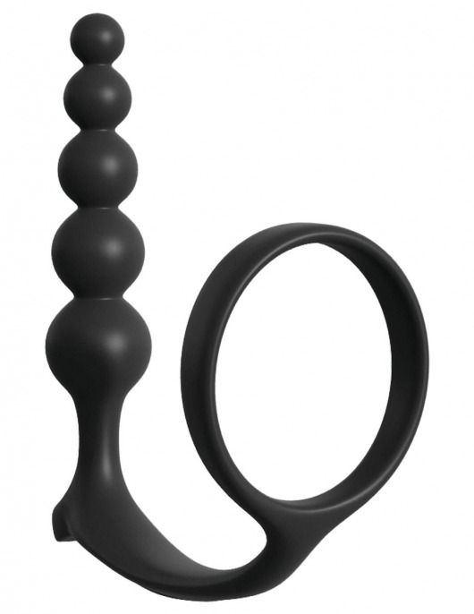 Черная анальная цепочка с эрекционным кольцом Ass-gasm Cockring Anal Beads - Pipedream - во Владивостоке купить с доставкой