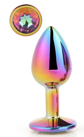Голографическая анальная втулка с радужным кристаллом - 7,1 см. - Dream Toys - купить с доставкой во Владивостоке