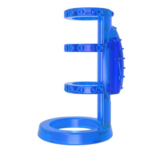 Синяя насадка-клетка с вибрацией Vibrating Cock Cage - 7,6 см. - Chisa - во Владивостоке купить с доставкой
