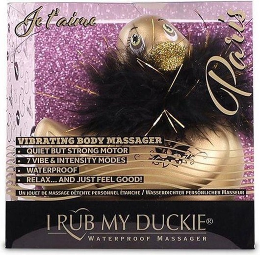 Золотистый вибратор-уточка I Rub My Duckie 2.0 Paris - Big Teaze Toys - купить с доставкой во Владивостоке