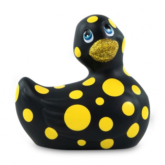 Черный вибратор-уточка I Rub My Duckie 2.0 Happiness в жёлтый горох - Big Teaze Toys - купить с доставкой во Владивостоке