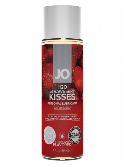 Лубрикант на водной основе с ароматом клубники JO Flavored Strawberry Kiss - 60 мл. - System JO - купить с доставкой во Владивостоке