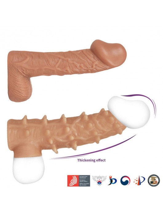 Телесная насадка с шипами и открытой головкой Nude Sleeve L - 14 см. - KOKOS - во Владивостоке купить с доставкой