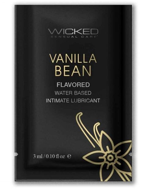Лубрикант на водной основе с ароматом ванильных бобов Wicked Aqua Vanilla Bean - 3 мл. - Wicked - купить с доставкой во Владивостоке