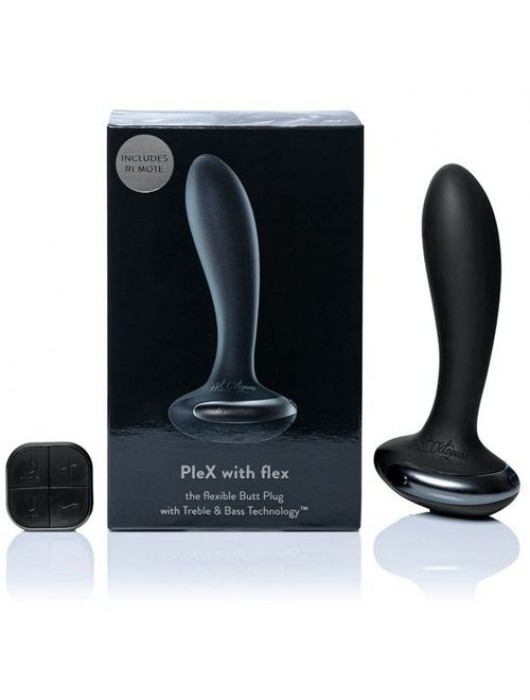 Черная вибропробка Plex with Flex - 14 см. - Hot Octopuss