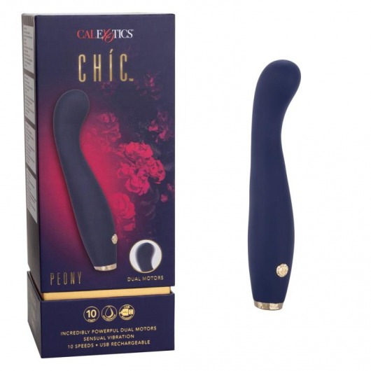 Синий вибромассажер Chi­c Peony - 19,7 см. - California Exotic Novelties