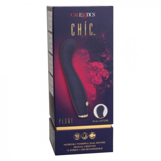 Синий вибромассажер Chi­c Peony - 19,7 см. - California Exotic Novelties