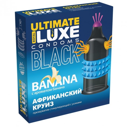 Черный стимулирующий презерватив  Африканский круиз  с ароматом банана - 1 шт. - Luxe - купить с доставкой во Владивостоке