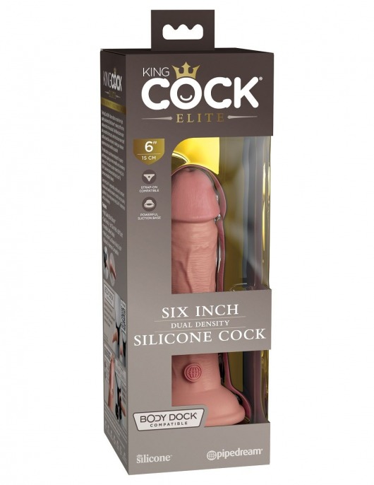 Телесный фаллоимитатор 6  Silicone Dual Density Cock - 17 см. - Pipedream