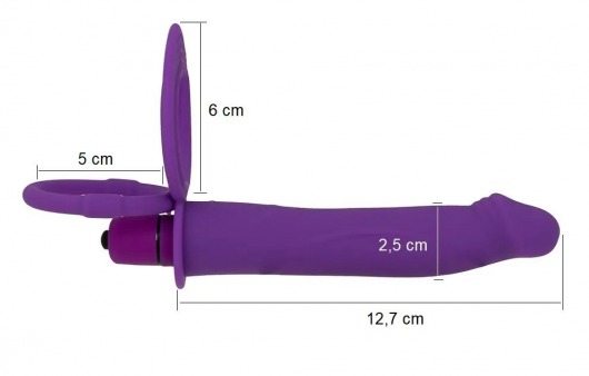 Фиолетовая вибронасадка для двойного проникновения с 2 эрекционными кольцами - 12,7 см. - OYO - купить с доставкой во Владивостоке