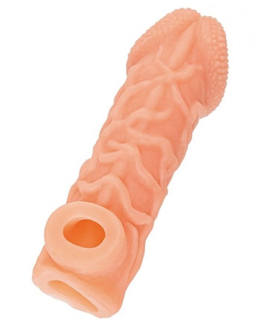 Телесная закрытая насадка с венками Cock Sleeve Size S - 13,8 см. - KOKOS - во Владивостоке купить с доставкой