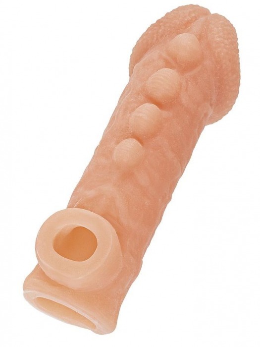 Телесная закрытая насадка с шишечками Cock Sleeve Size M - 15,6 см. - KOKOS - во Владивостоке купить с доставкой