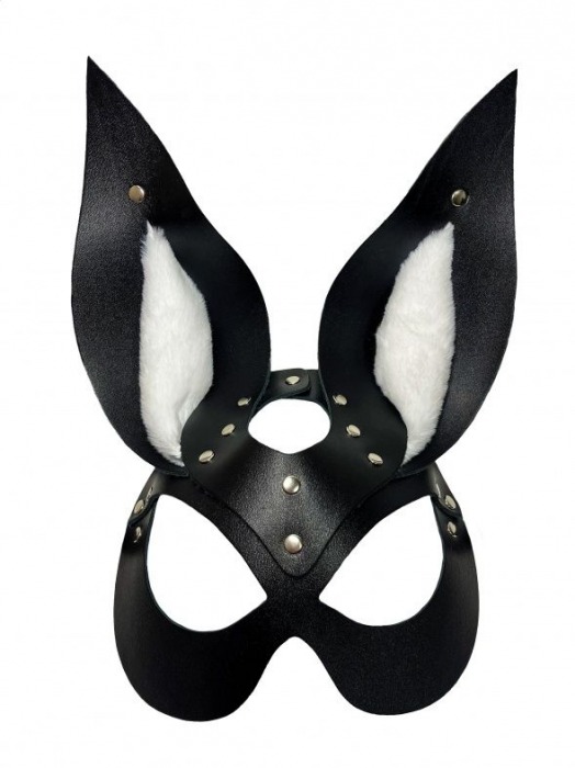 Черная маска зайки с белым мехом на ушках Miss Bunny - БДСМ Арсенал - купить с доставкой во Владивостоке