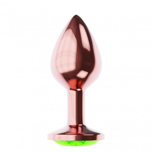 Пробка цвета розового золота с лаймовым кристаллом Diamond Emerald Shine S - 7,2 см. - Lola Games - купить с доставкой во Владивостоке