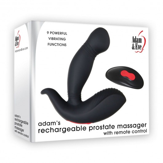 Черный вибростимулятор простаты Adam s Rechargeable - 11,7 см. - Adam & Eve - во Владивостоке купить с доставкой