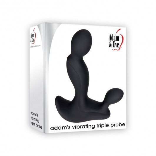 Черный вибростимулятор простаты Adam s Vibrating Triple Probe - 12,1 см. - Adam & Eve - во Владивостоке купить с доставкой