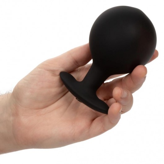 Черная расширяющаяся анальная пробка Weighted Silicone Inflatable Plug Large - 8,25 см. - California Exotic Novelties