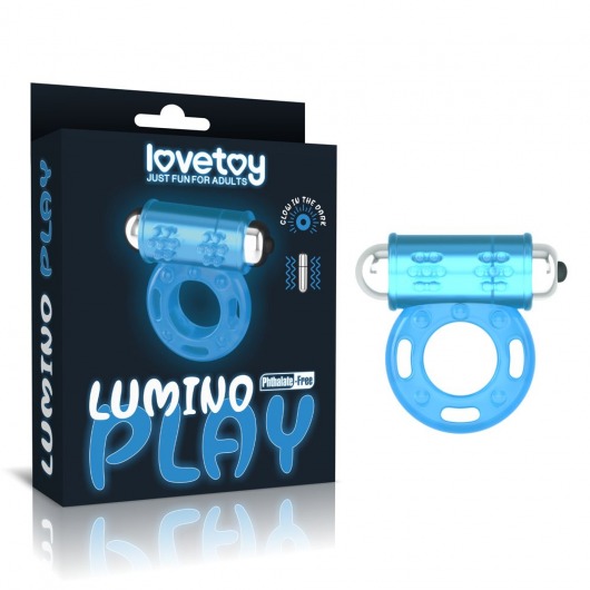 Голубое, светящееся в темноте эрекционное виброкольцо Lumino Play Vibrating Penis Ring - Lovetoy - во Владивостоке купить с доставкой