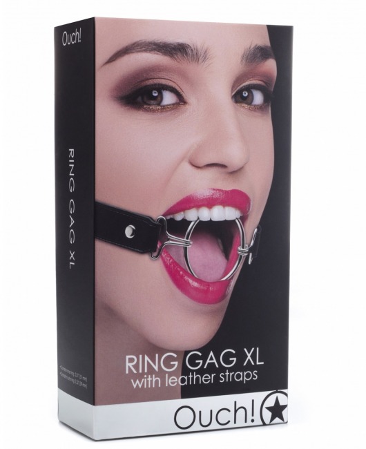 Расширяющий кляп Ring Gag XL с чёрными ремешками - Shots Media BV - купить с доставкой во Владивостоке