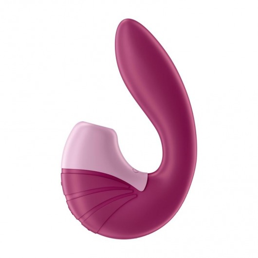 Малиновый вибратор с вакуумным стимулятором Supernova - 16,9 см. - Satisfyer