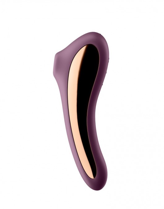 Фиолетовый вибромассажер Dual Kiss с вакуумной стимуляцией - Satisfyer