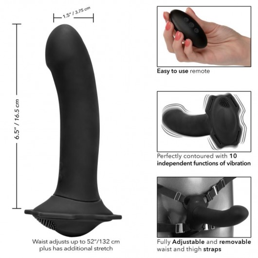 Черный женский страпон с вибрацией Me2 Remote Rumbler - 16,5 см. - California Exotic Novelties - купить с доставкой во Владивостоке