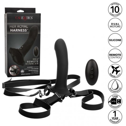Черный женский страпон с вибрацией Me2 Remote Rumbler - 16,5 см. - California Exotic Novelties - купить с доставкой во Владивостоке