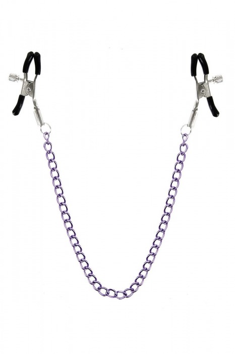 Зажимы для сосков с фиолетовой цепочкой Sweet Caress Nipple Chain - Sweet Caress - купить с доставкой во Владивостоке