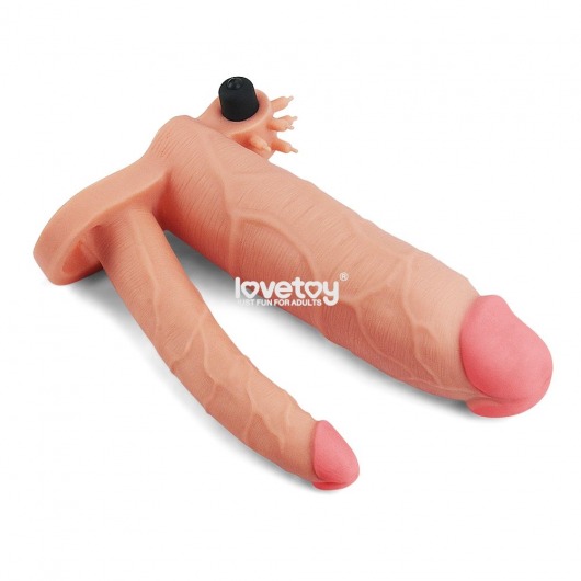 Телесная насадка-удлинитель на пенис с анальным стимулятором и вибрацией - Lovetoy - во Владивостоке купить с доставкой