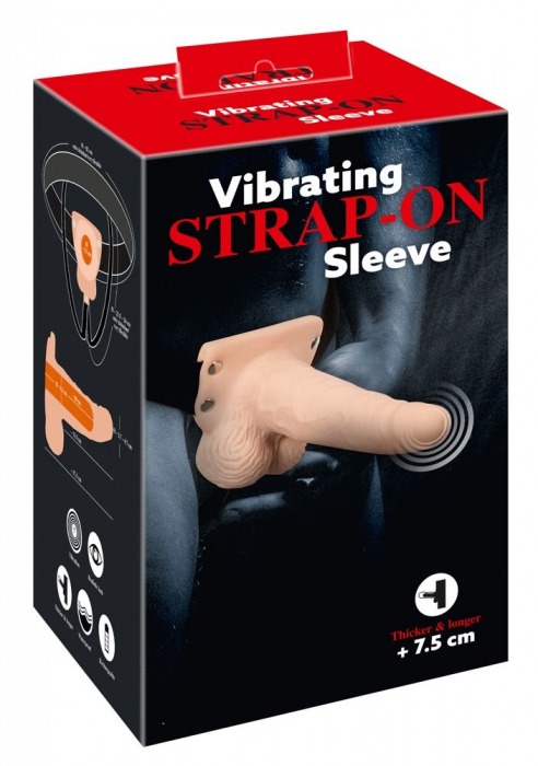 Полый страпон с вибрацией Vibrating Strap-On Sleeve - 17,5 см. - Orion - купить с доставкой во Владивостоке