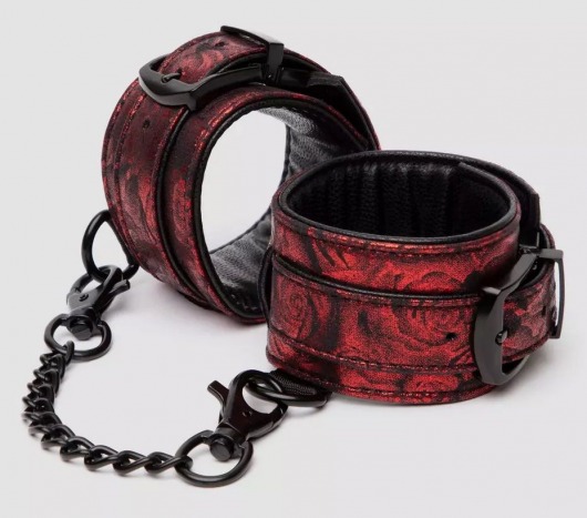 Красно-черные наручники Reversible Faux Leather Wrist Cuffs - Fifty Shades of Grey - купить с доставкой во Владивостоке