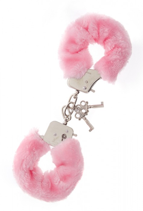 Металлические наручники с розовой меховой опушкой METAL HANDCUFF WITH PLUSH PINK - Dream Toys - купить с доставкой во Владивостоке