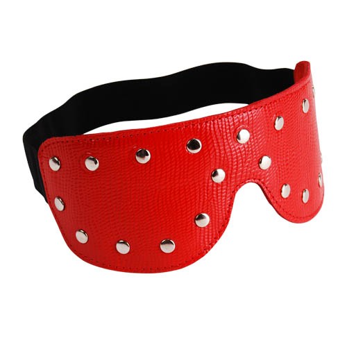 Красная кожаная маска на глаза с клёпками и велюровой подкладкой - Sitabella - купить с доставкой во Владивостоке