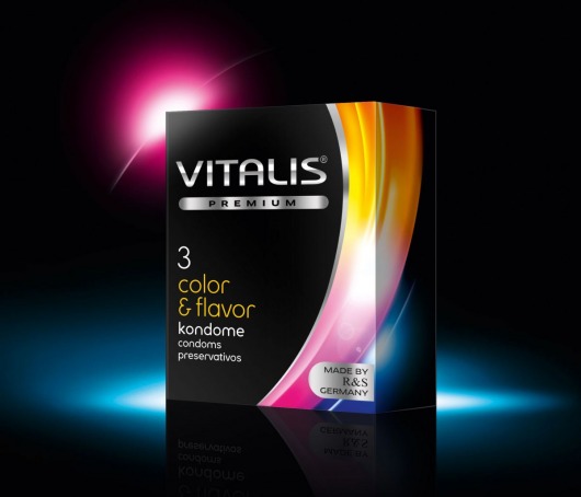 Цветные ароматизированные презервативы VITALIS PREMIUM color   flavor - 3 шт. - Vitalis - купить с доставкой во Владивостоке