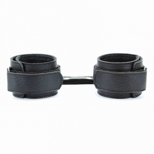 Чёрные кожаные наручники - БДСМ Арсенал - купить с доставкой во Владивостоке