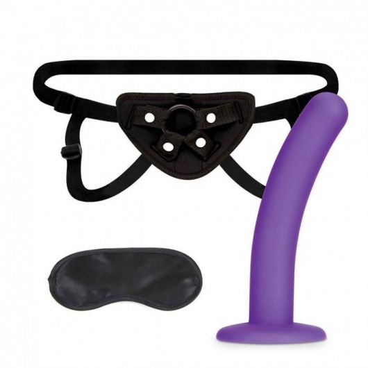 Фиолетовый поясной фаллоимитатор Strap on Harness   5in Dildo Set - 12,25 см. - Lux Fetish - купить с доставкой во Владивостоке