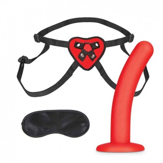 Красный поясной фаллоимитатор Red Heart Strap on Harness   5in Dildo Set - 12,25 см. - Lux Fetish - купить с доставкой во Владивостоке