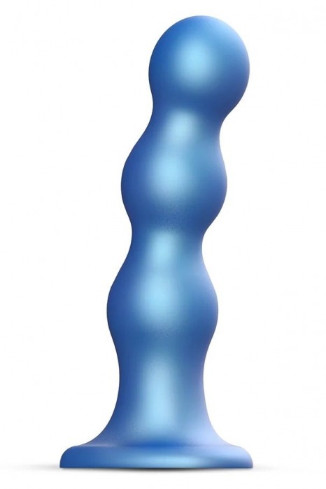 Голубая насадка Strap-On-Me Dildo Plug Balls size L - Strap-on-me - купить с доставкой во Владивостоке