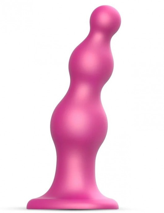 Розовая насадка Strap-On-Me Dildo Plug Beads size S - Strap-on-me - купить с доставкой во Владивостоке