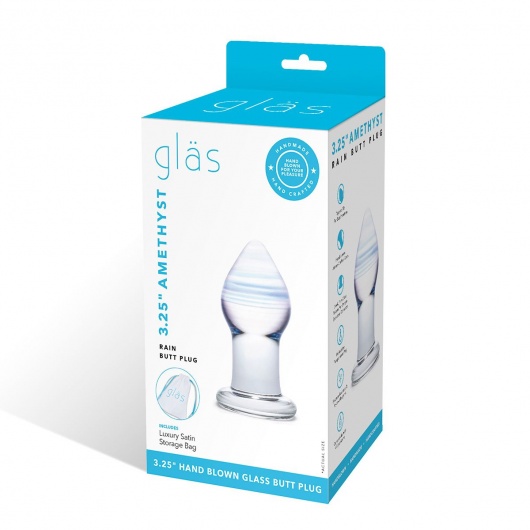 Классическая анальная пробка Amethyst Rain Small - 8 см. - Glas