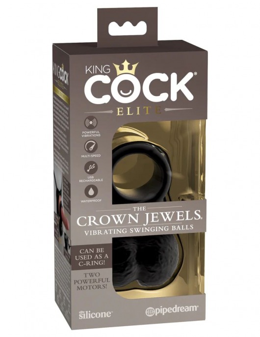 Черная вибронасадка King Cock Ellite The Crown Jewels - Pipedream - во Владивостоке купить с доставкой