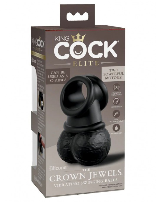 Черная вибронасадка King Cock Ellite The Crown Jewels - Pipedream - во Владивостоке купить с доставкой