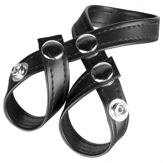 Разделитель мошонки из искусственной кожи на клепках 8 STYLE BALL DIVIDER - BlueLine - купить с доставкой во Владивостоке