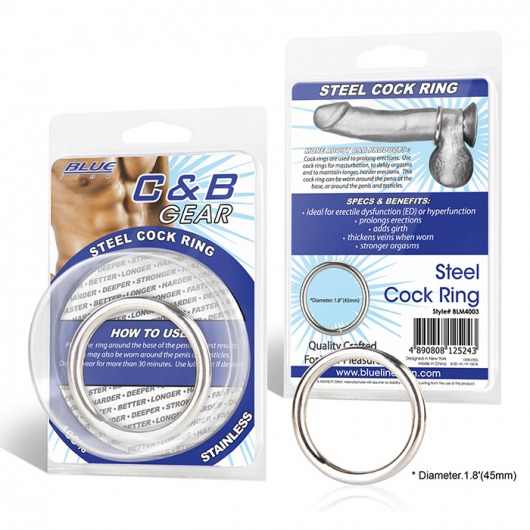Стальное эрекционное кольцо STEEL COCK RING - 4.8 см. - BlueLine - купить с доставкой во Владивостоке